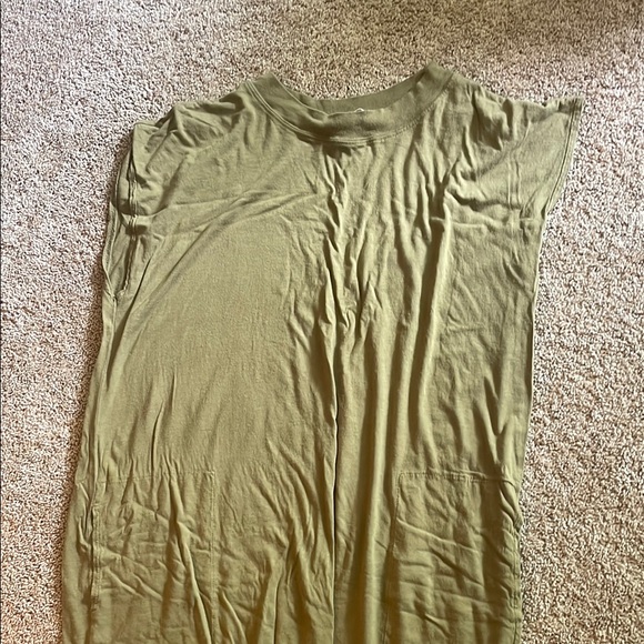 FREE PEOPLE Green All Day Long MIDI T Shirt Dress Large - Picture 2 of 6